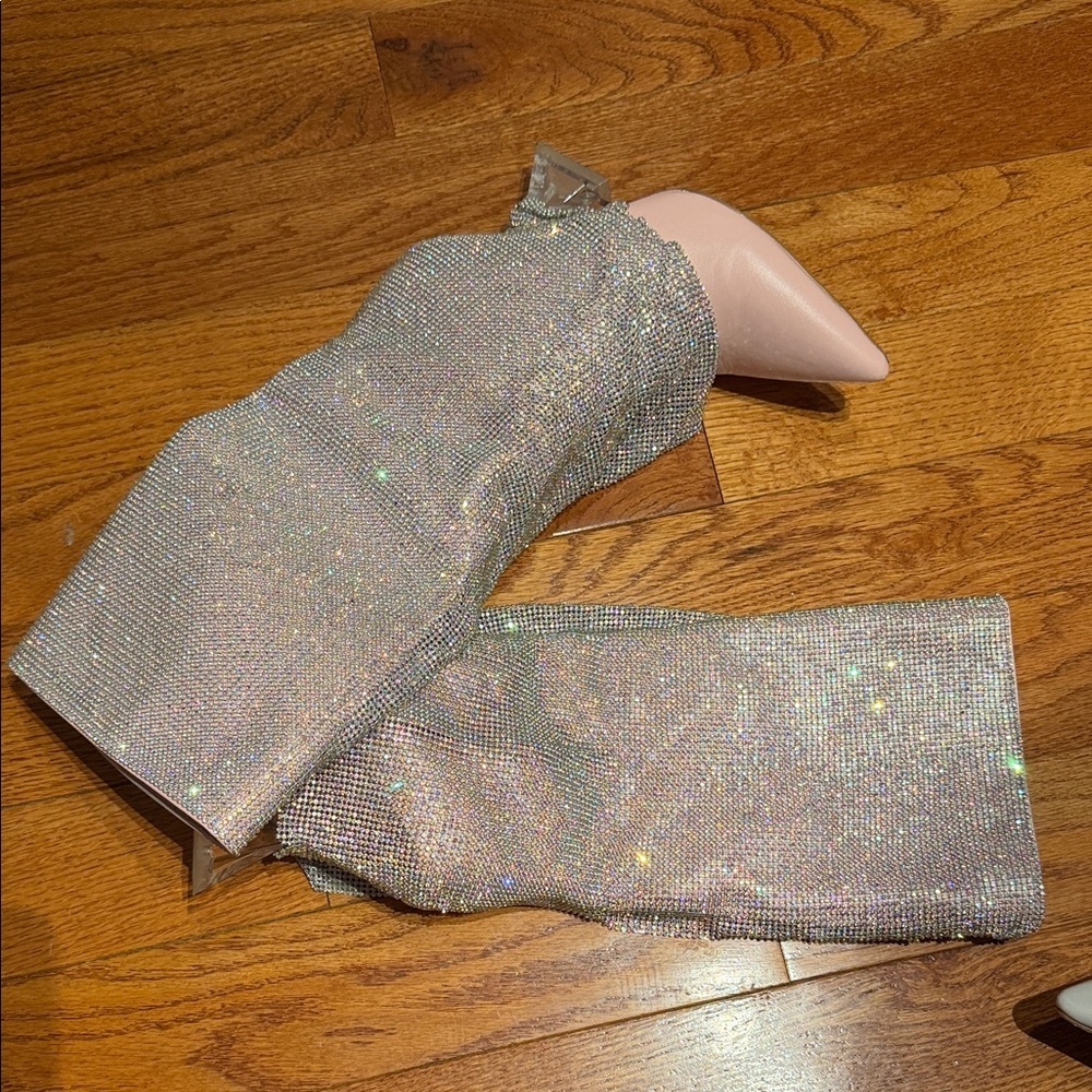 Dazzling Rhinestone Heeled Boots - Picture 2 of 5